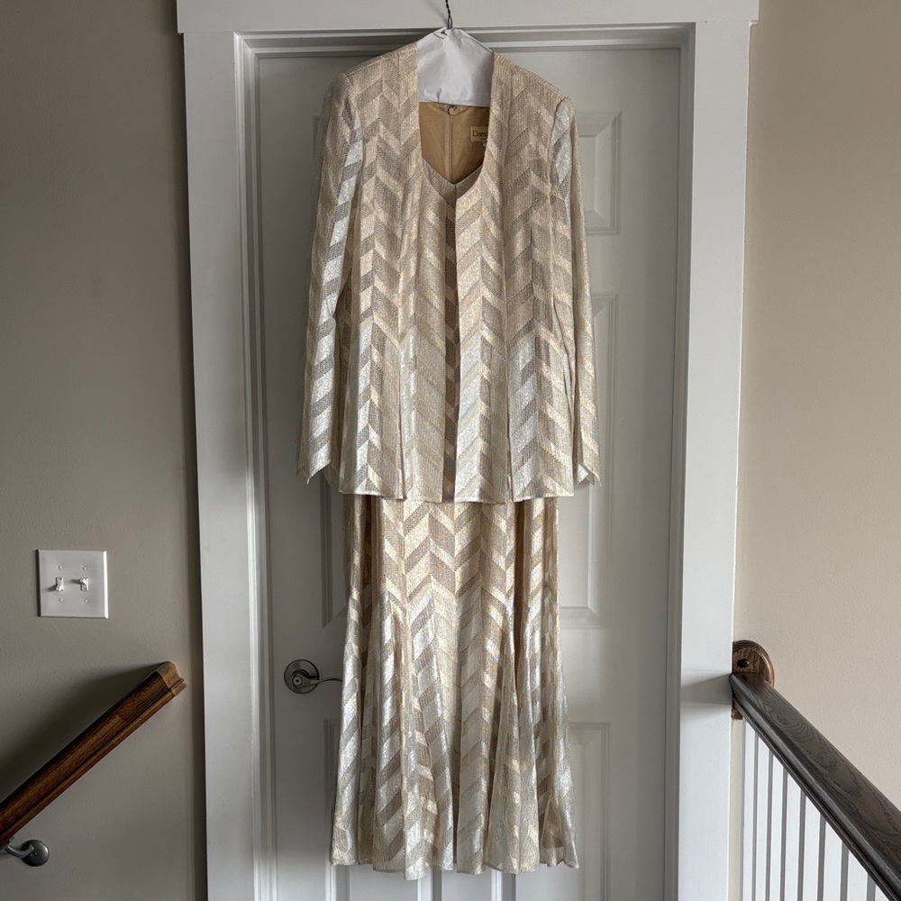 Elegant Cream Maxi Dress with Jacket
